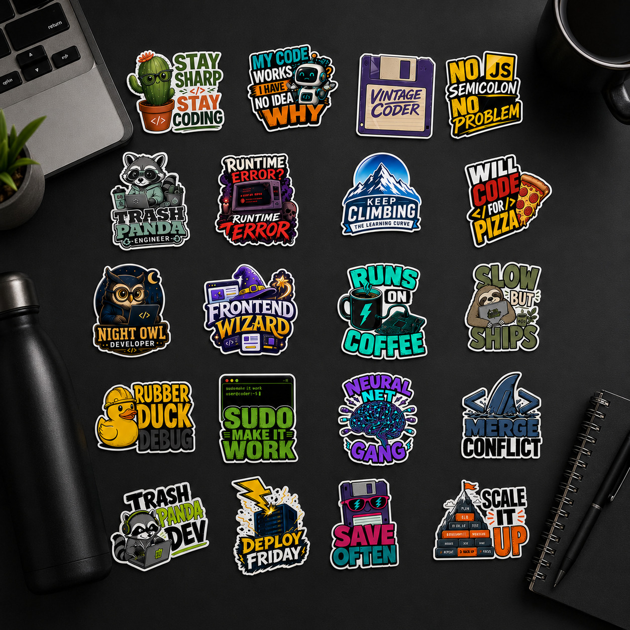 Premium Laptop Sticker Bundle digital sticker pack preview